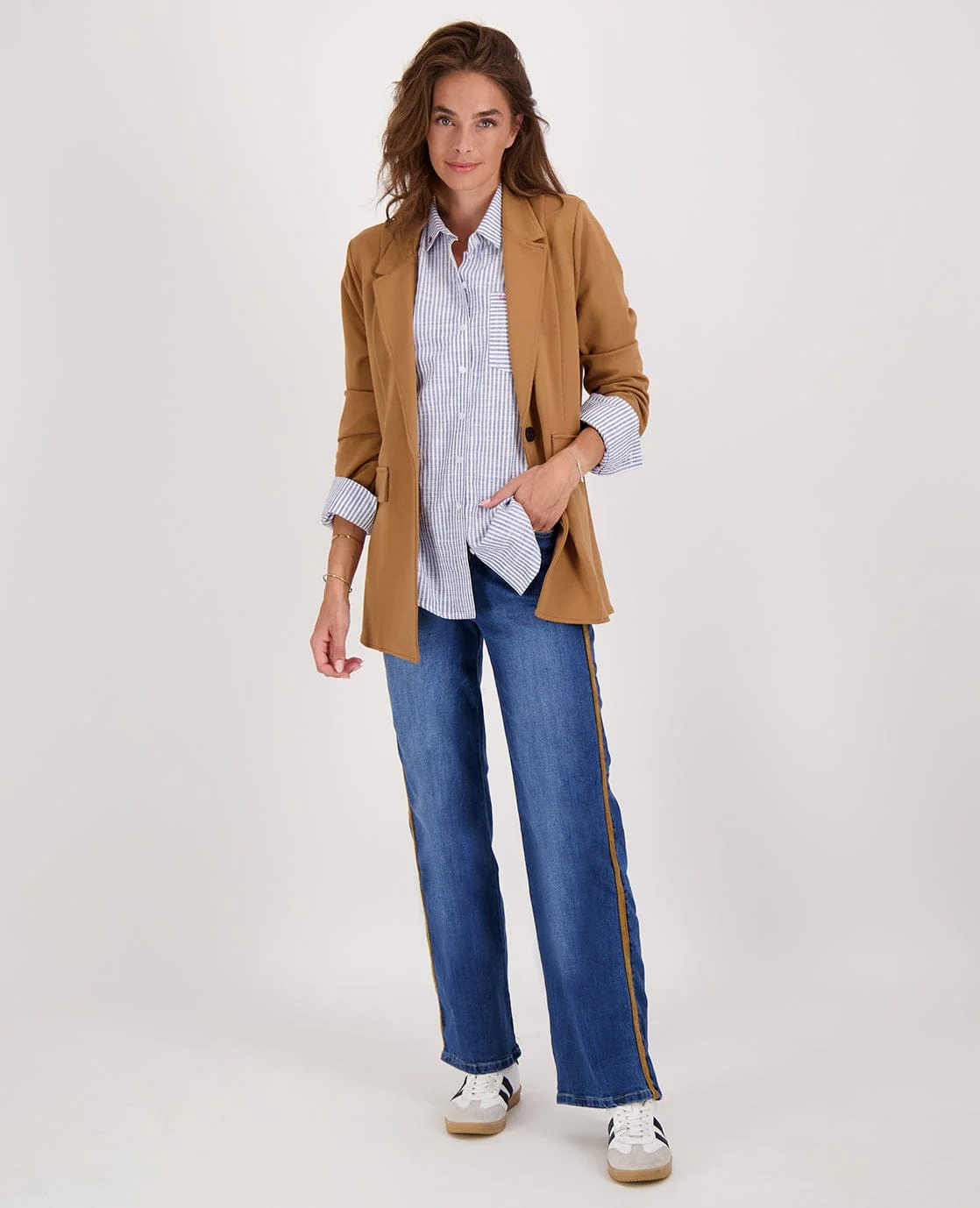 Pant Straight Denim | Dark Denim/Camel - Image 7