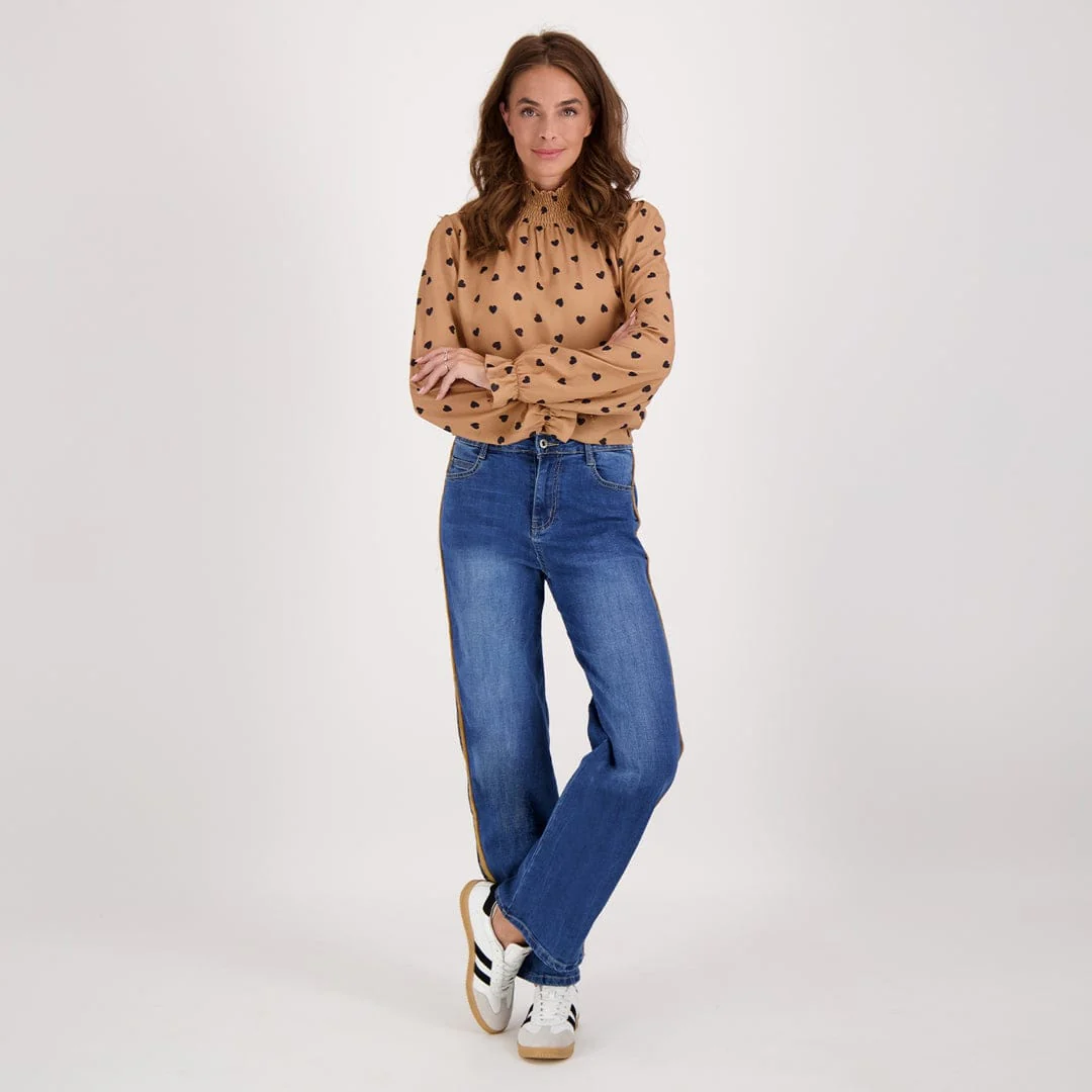 Pant Straight Denim | Dark Denim/Camel - Image 8