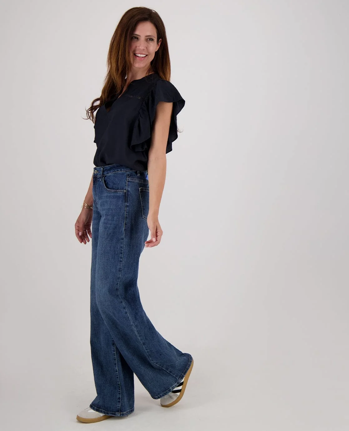 Pant Straight Stretch Denim | Dark Blue Denim