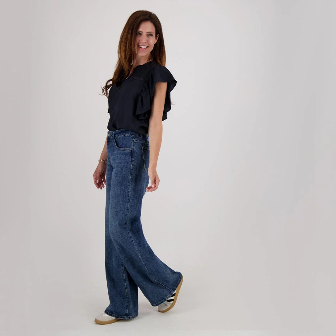 Pant Straight Stretch Denim | Dark Blue Denim - Image 8