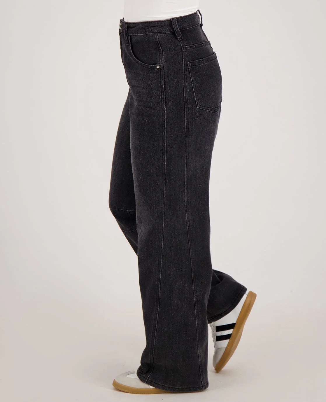 Pant Straight Stretch Denim | Dark Grey Denim - Image 5