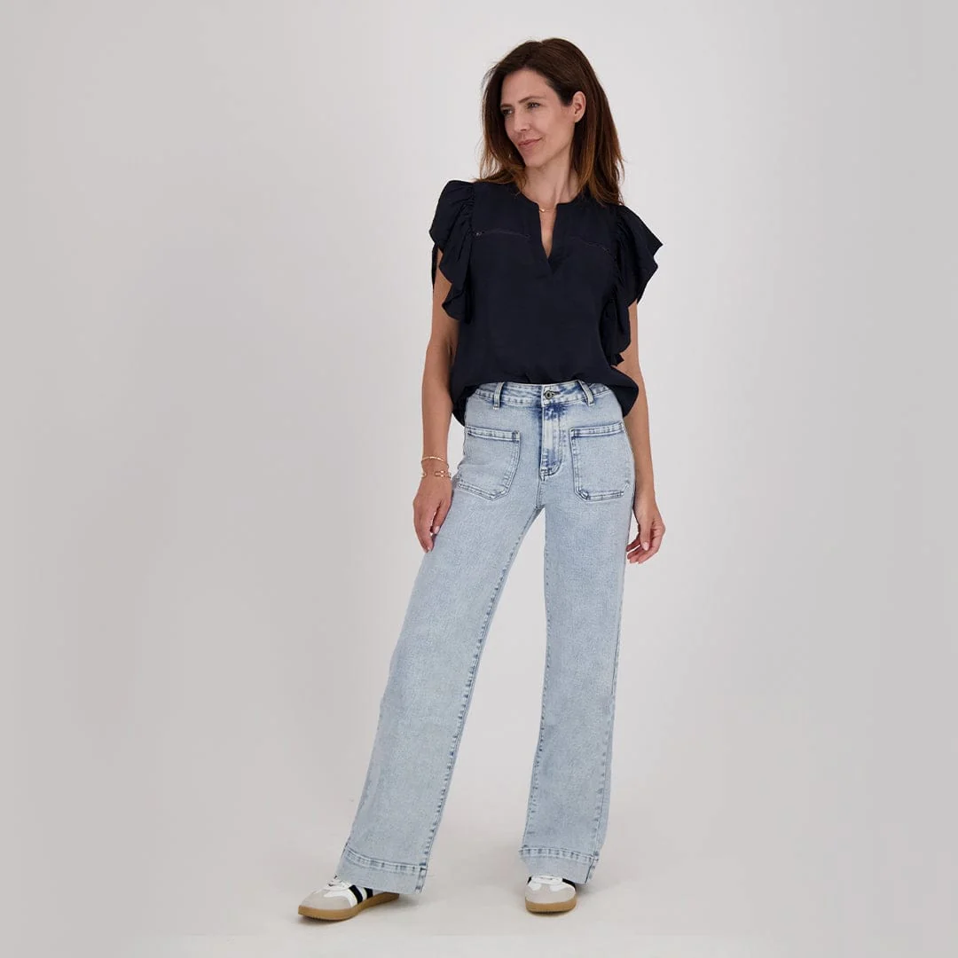 Pant Straight Stretch Denim | Light Blue Denim - Image 8