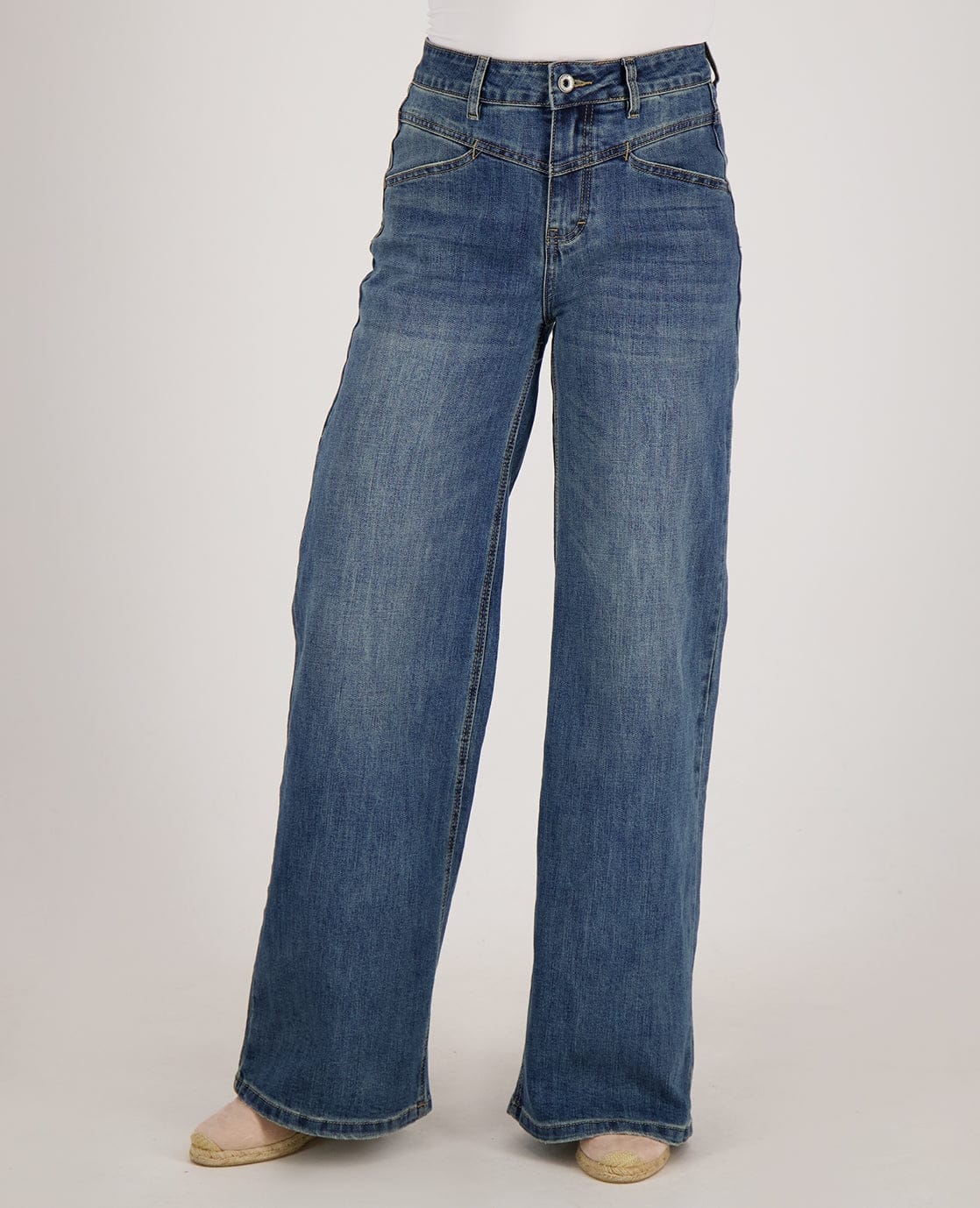 Pant Straight Stretch Denim | Medium Blue Denim - Image 2