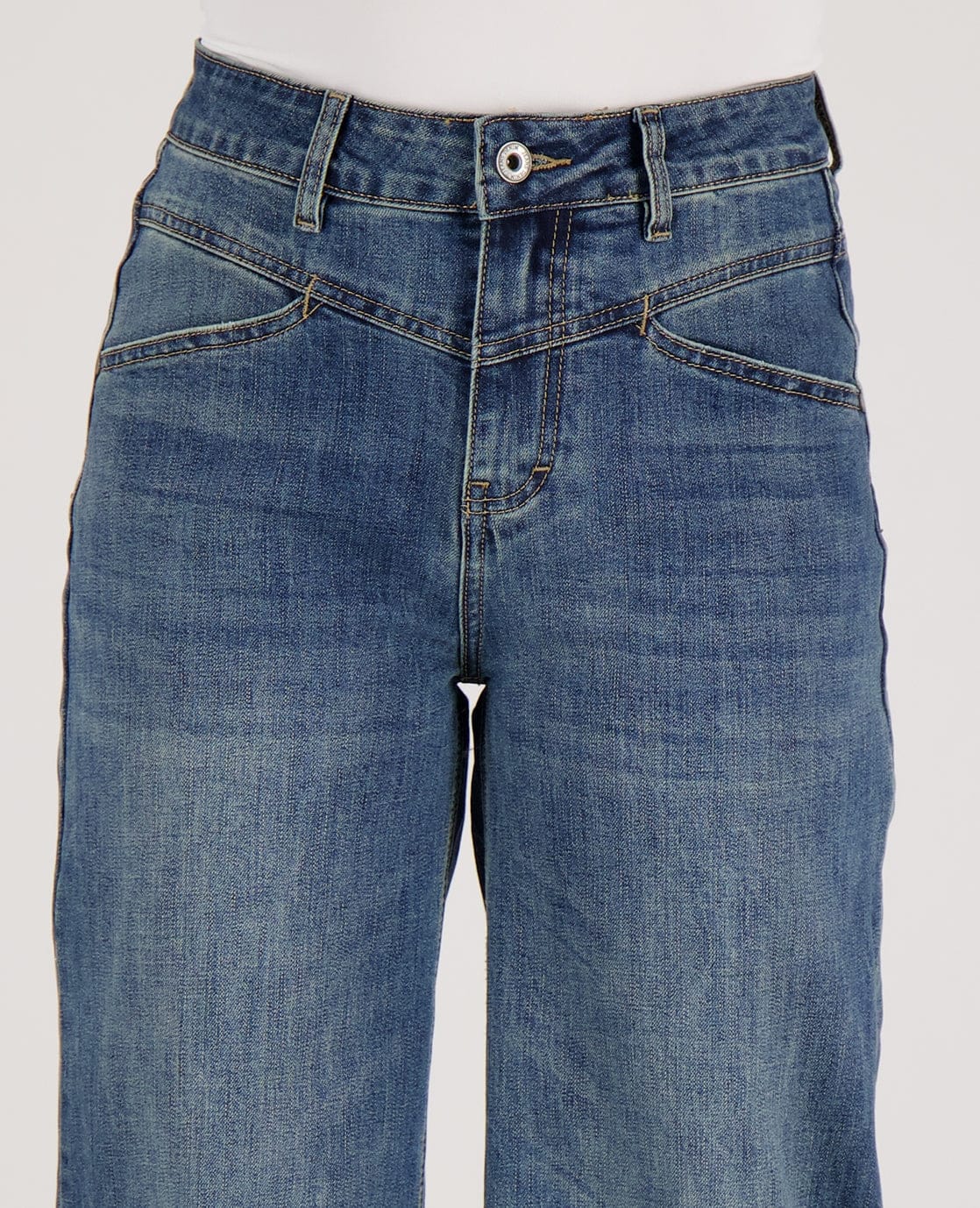 Pant Straight Stretch Denim | Medium Blue Denim - Image 3