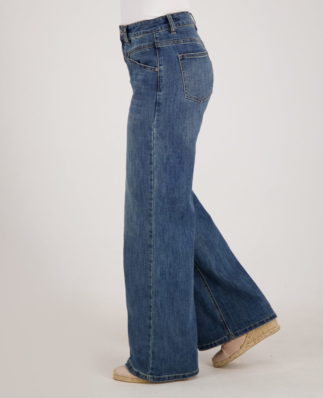 Pant Straight Stretch Denim | Medium Blue Denim - Image 4