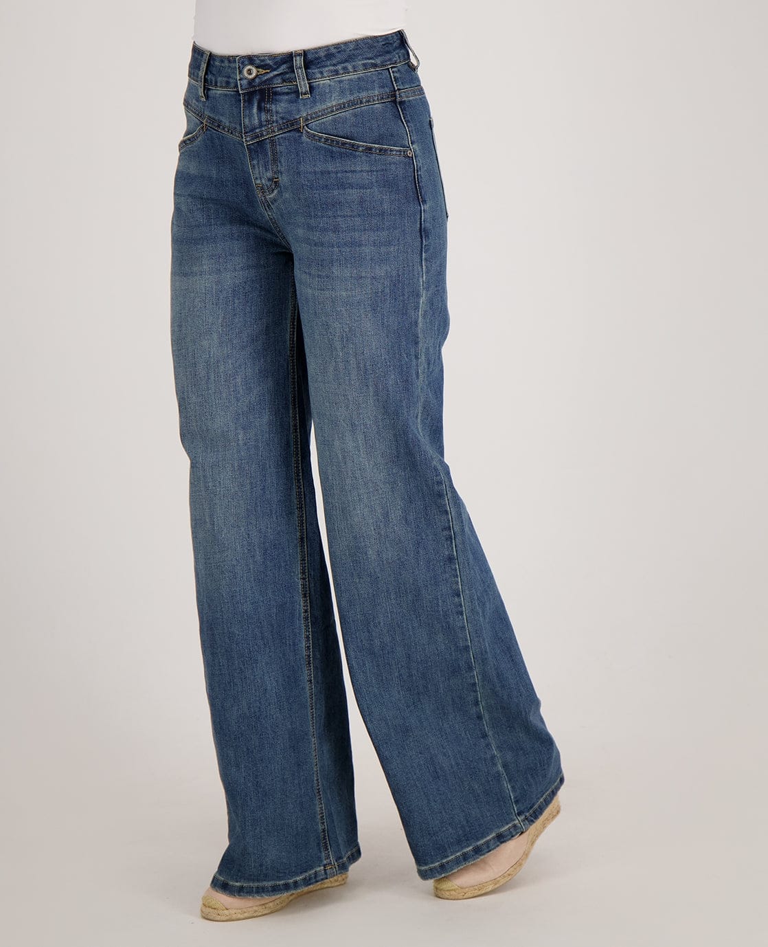 Pant Straight Stretch Denim | Medium Blue Denim - Image 5