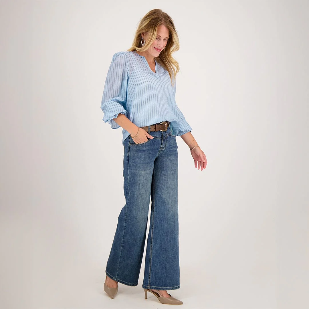Pant Straight Stretch Denim | Medium Blue Denim - Image 8