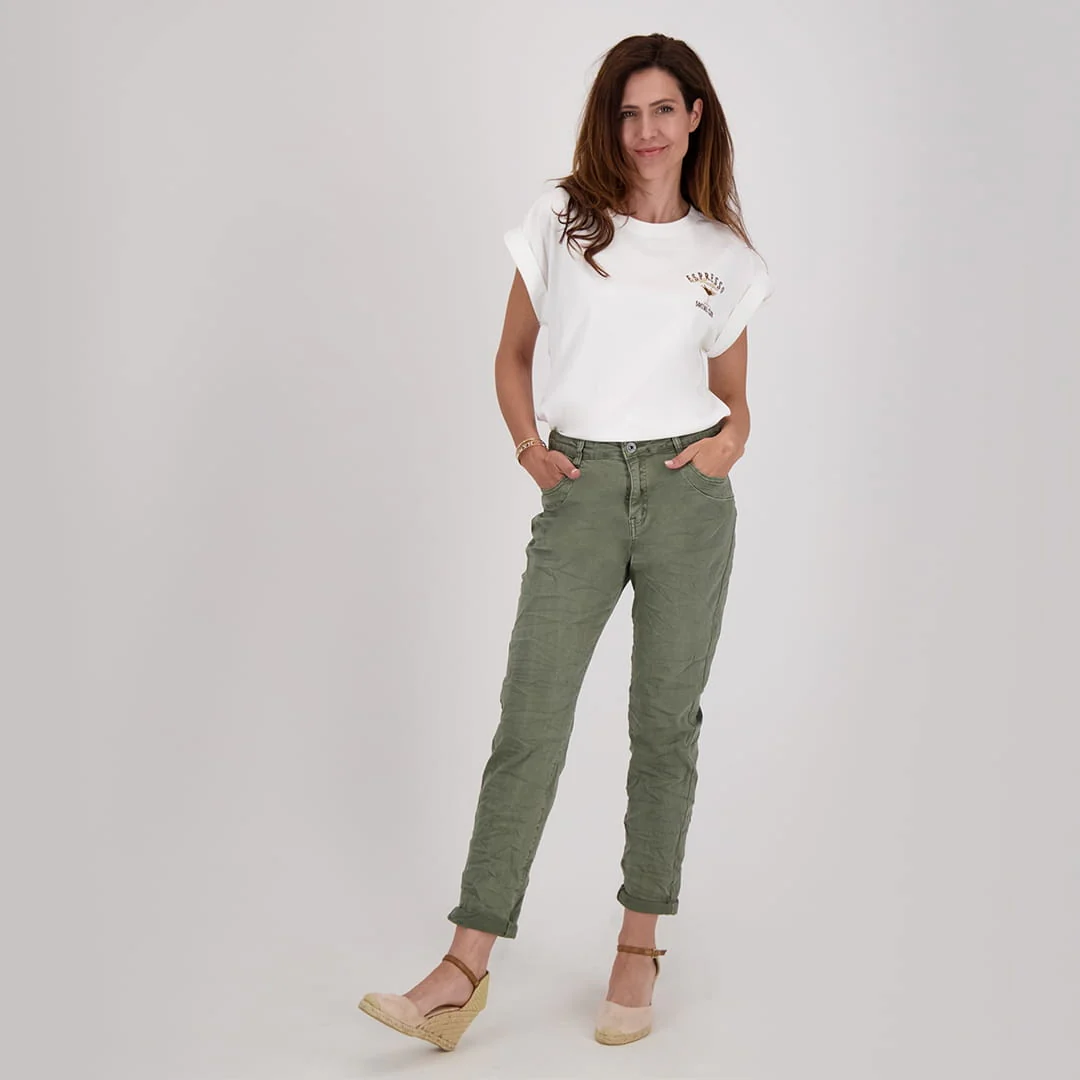 Pant Superstretch Crincle Denim | Army Green