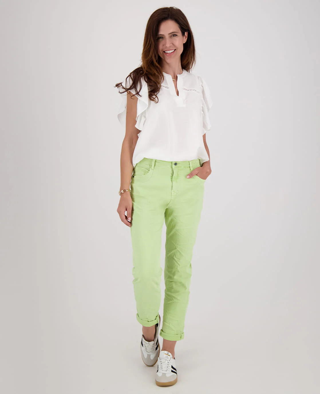 Pant Superstretch Crincle Denim | Lime Green - Image 2