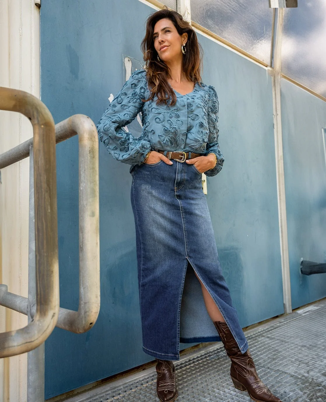 Skirt Denim Stretch | Medium Denim Blue - Image 2