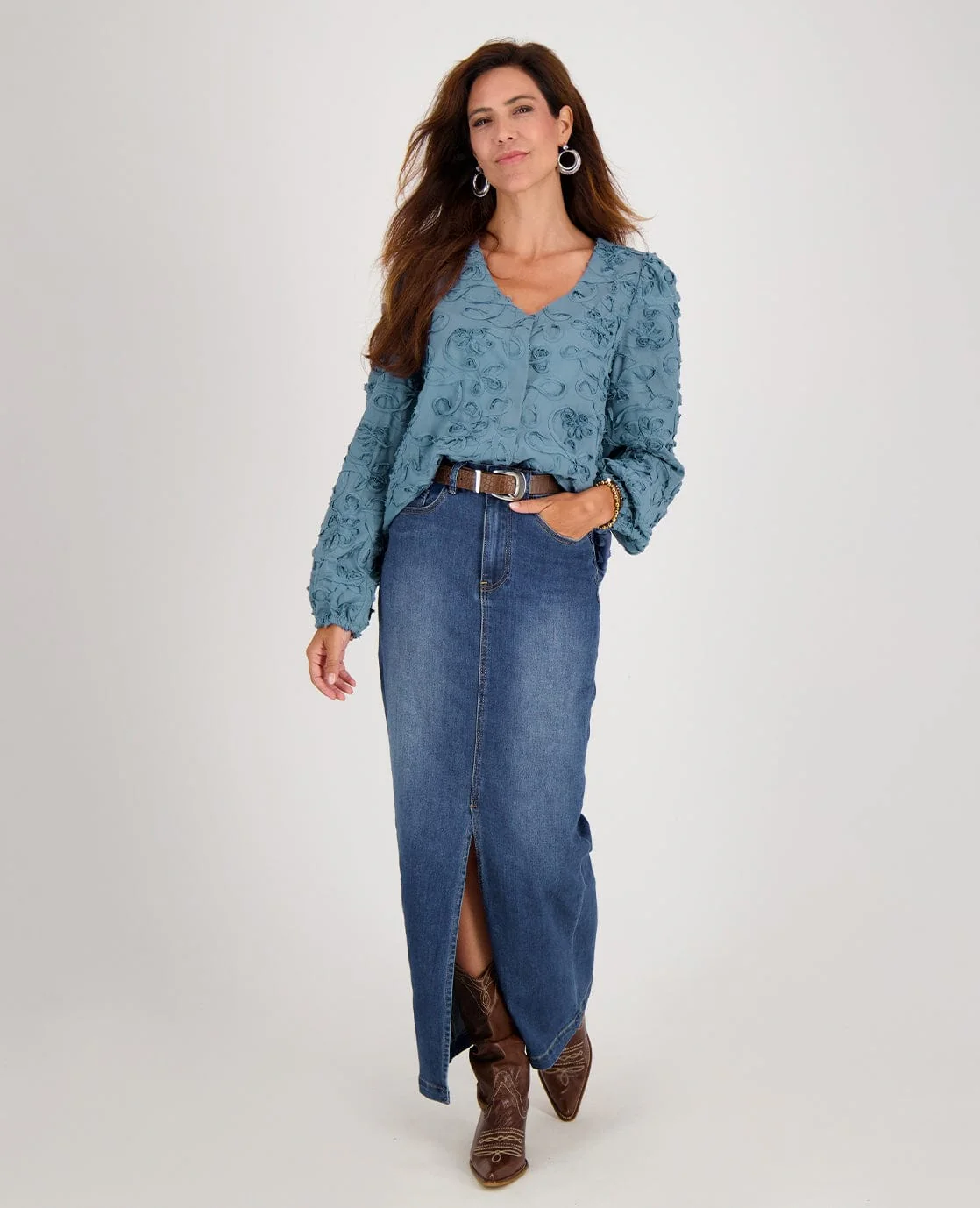 Skirt Denim Stretch | Medium Denim Blue - Image 7