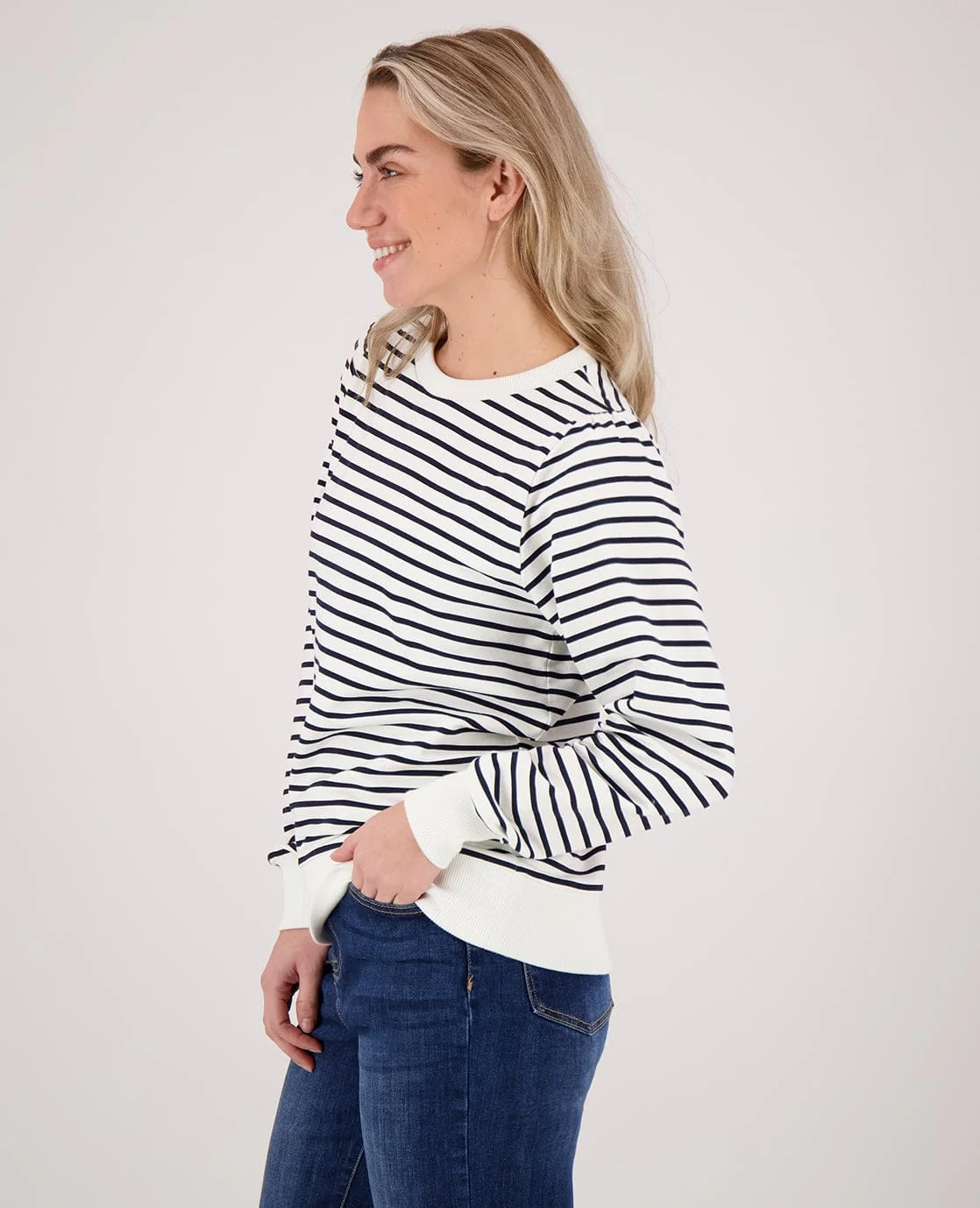 Sweater Livia | Porselein Wit / Donkerblauw - Image 4