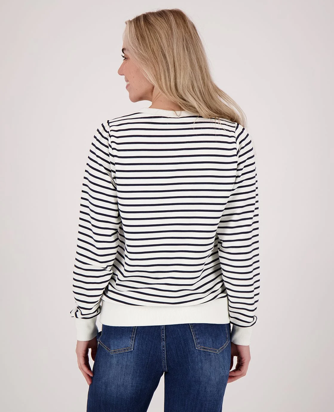 Sweater Livia | Porselein Wit / Donkerblauw - Image 6
