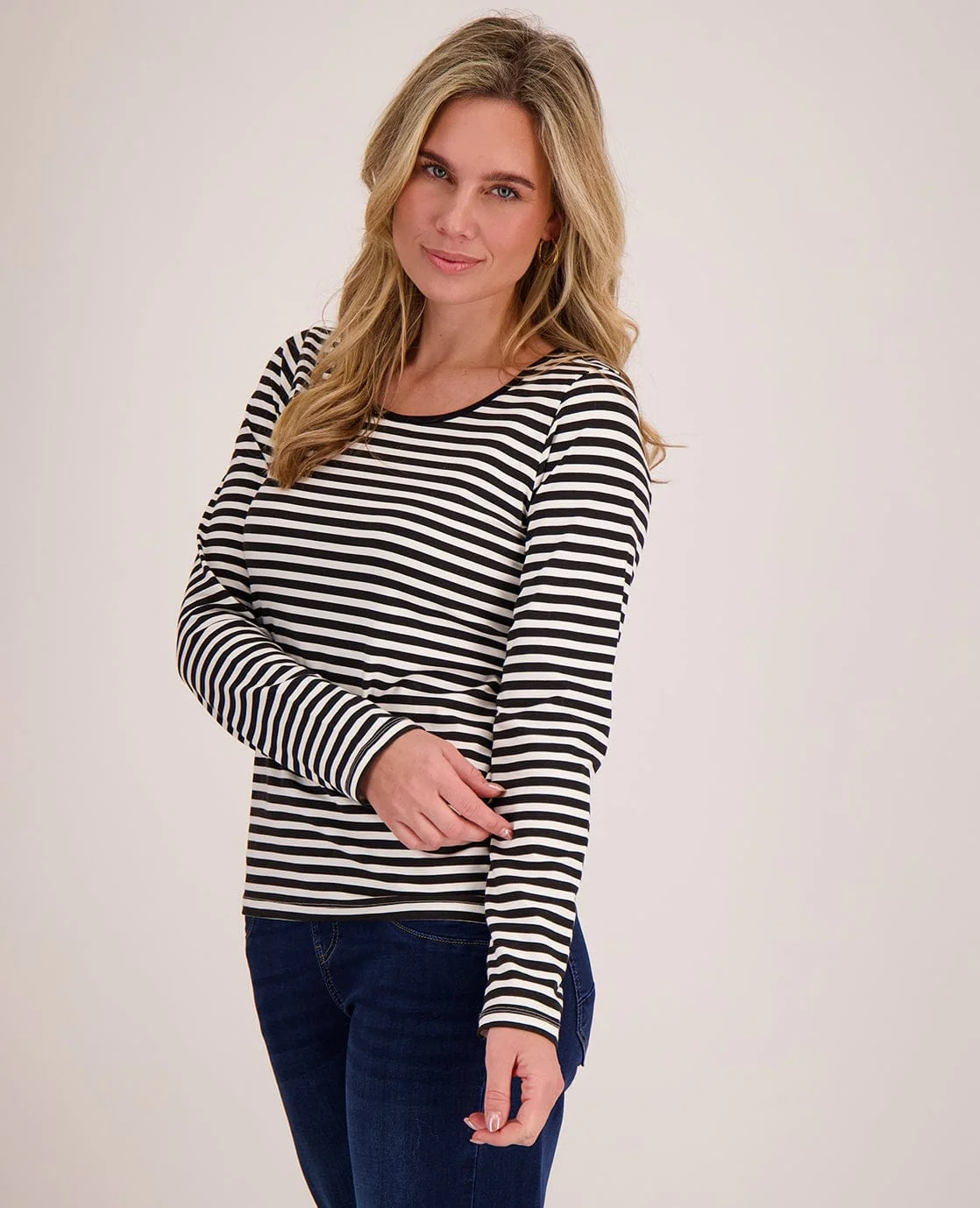 Tee Stripes | Zwart/Porselein wit
