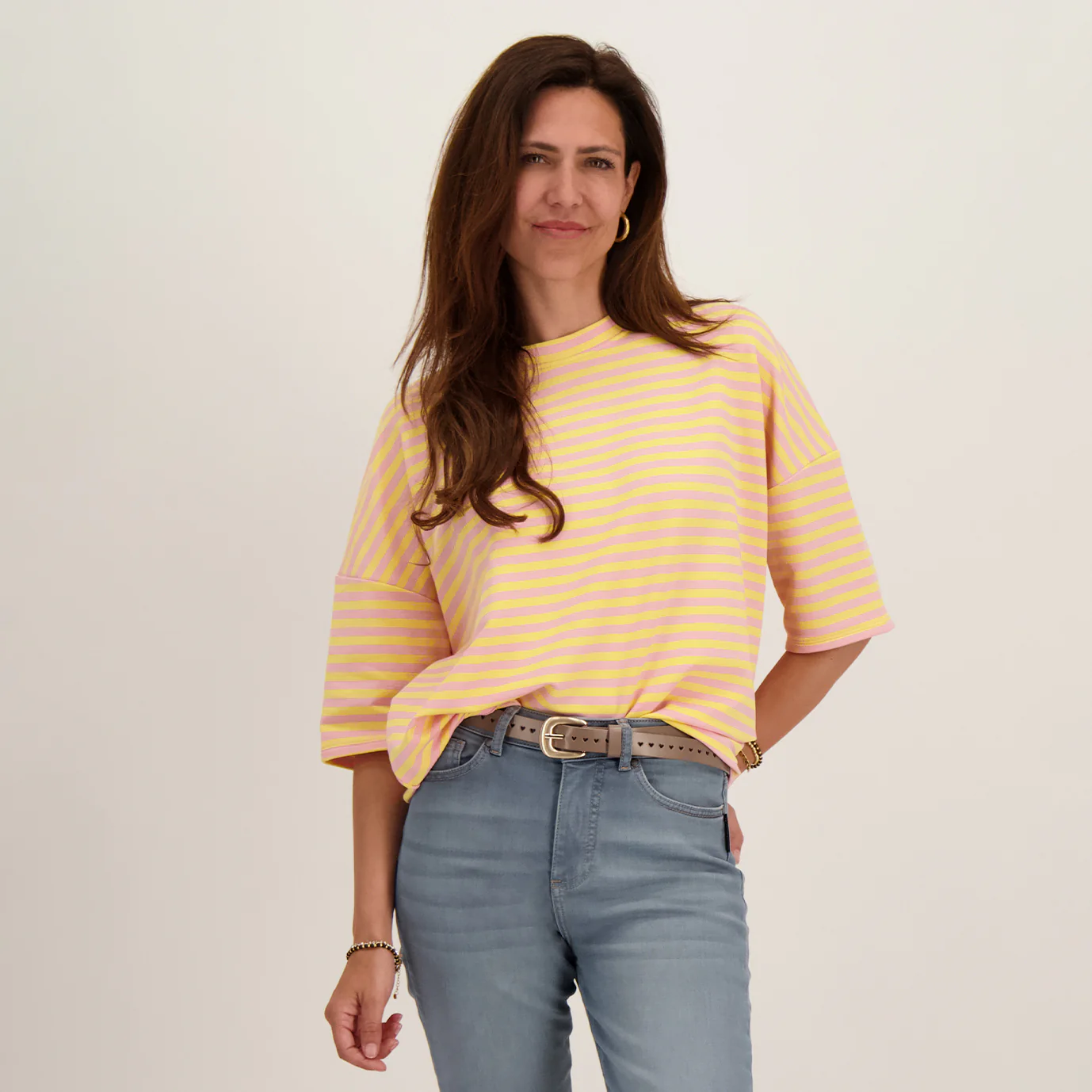 Tee Top Stripes | Yellow / Light Pink - Image 2