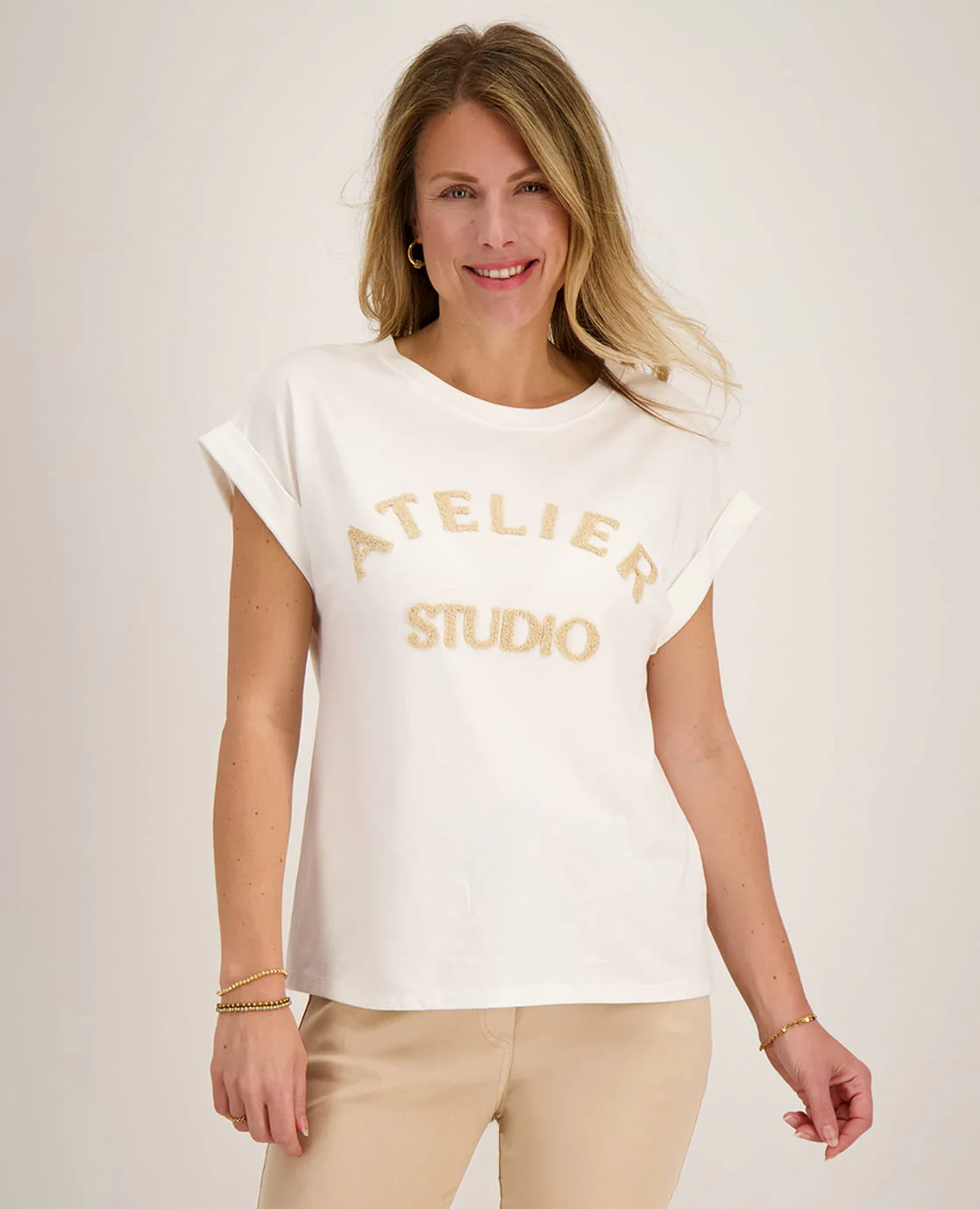 Top Romy | Wit / Sand Melange