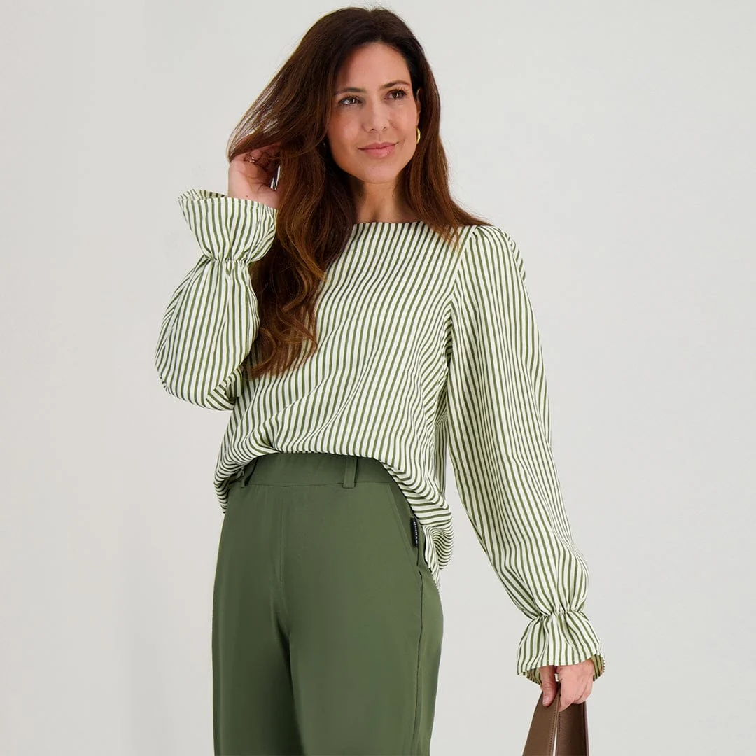 Top Ruffle | Dark Olive / Off White - Image 2