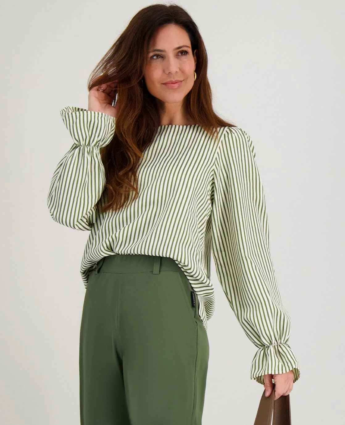 Top Ruffle | Dark Olive / Off White - Image 3