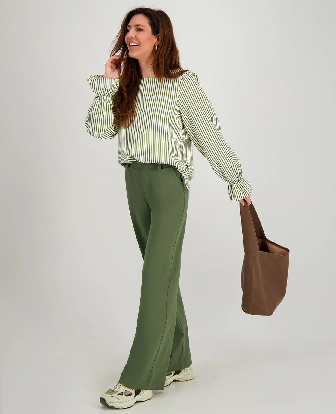 Top Ruffle | Dark Olive / Off White - Image 8