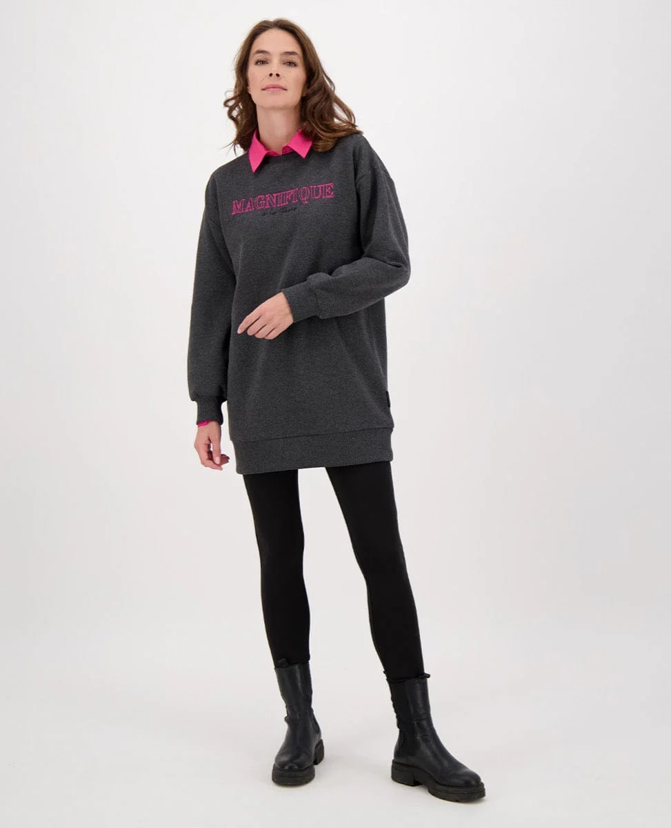 Tunic Sweater Brushed | Winter Grey Melange - Image 7